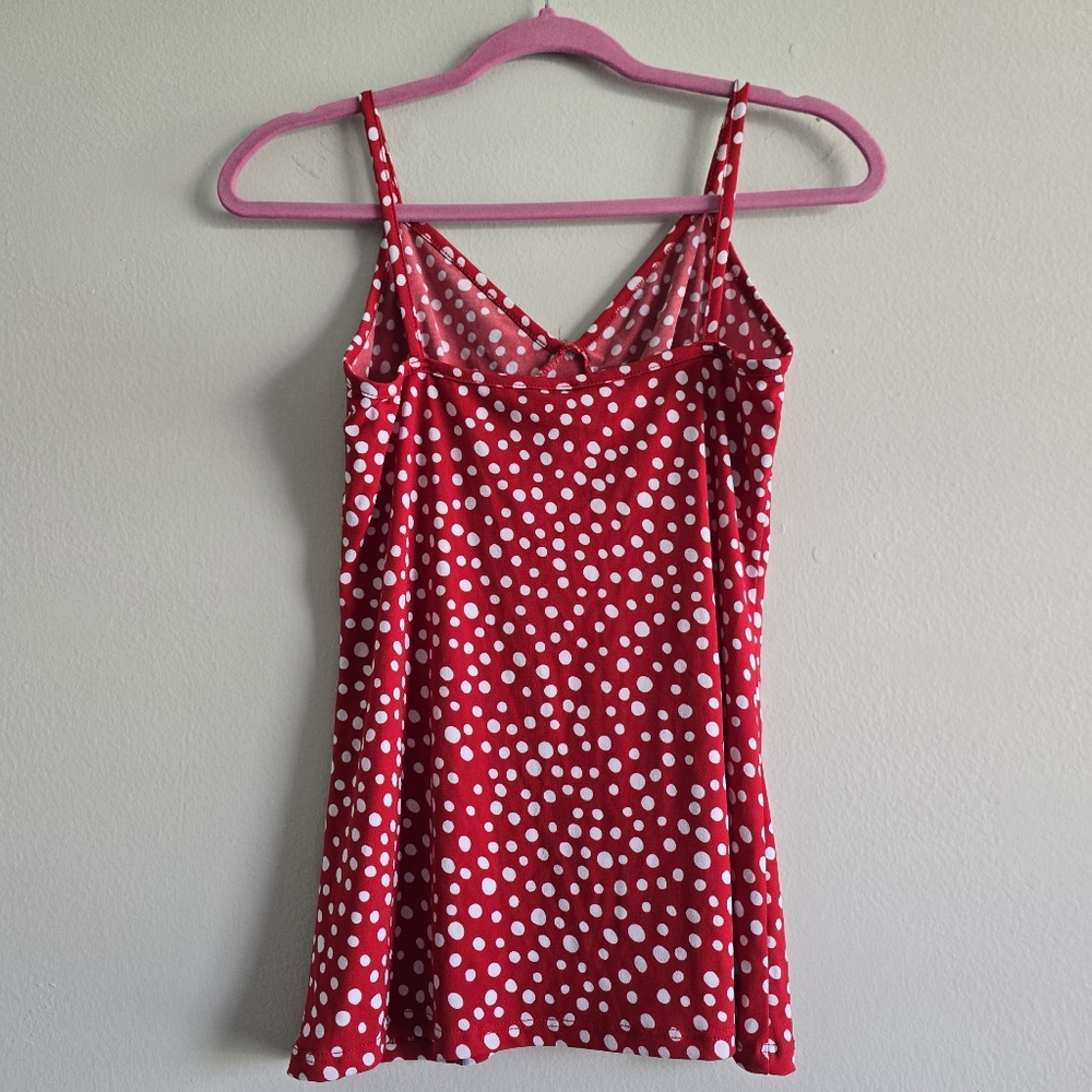 Y2K Red Polka Dot Spaghetti Strap Top M - Picture 2 of 3